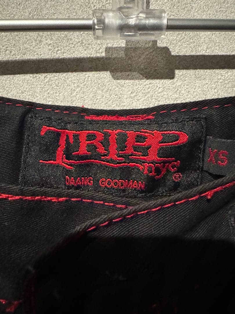 【特価】TRIPP NYC スカルプリント ワークパンツ XS ブラック/レッド