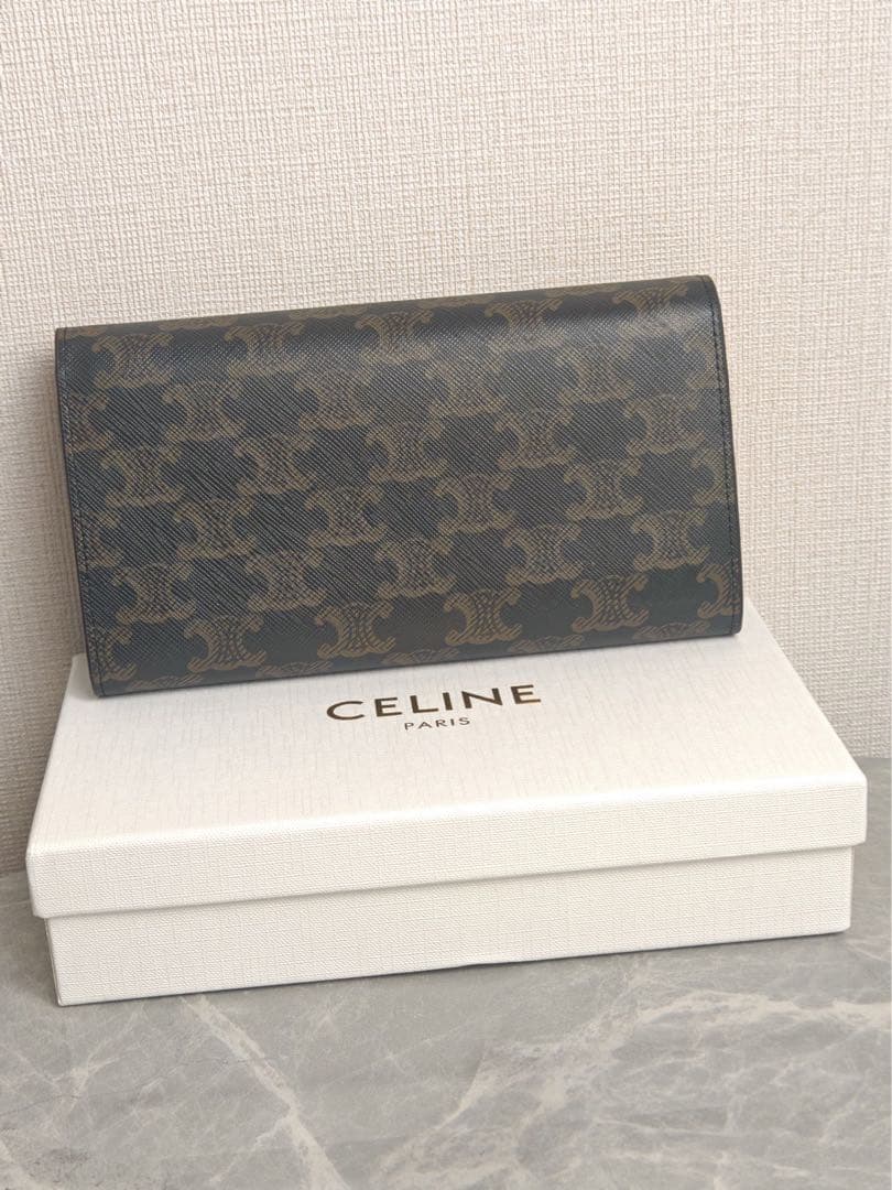 CELINE トリオンフ 長財布 ブラウン×ブラック　美品