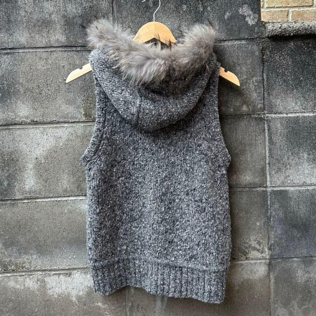 美品/BURBERRY LONDON /ニットベスト/リアルファー パーカー