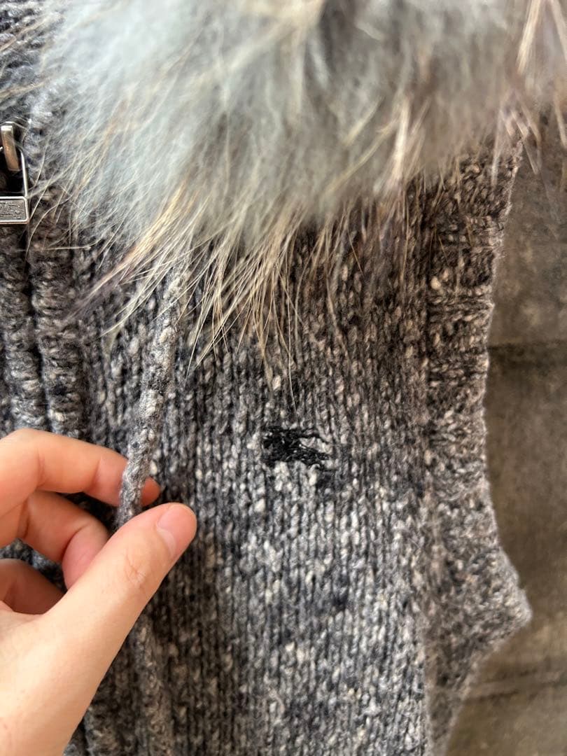 美品/BURBERRY LONDON /ニットベスト/リアルファー パーカー