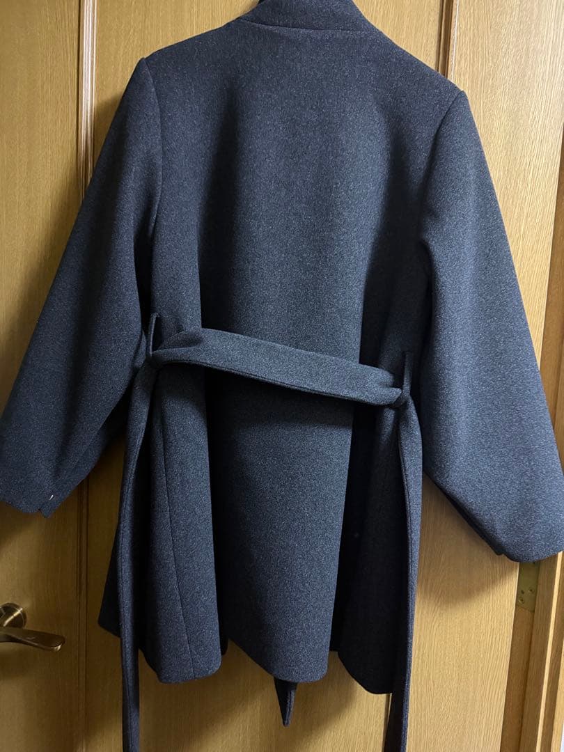 中古　ナチュラルクチュール　スタンドカラーミドル丈コート　ako グレー