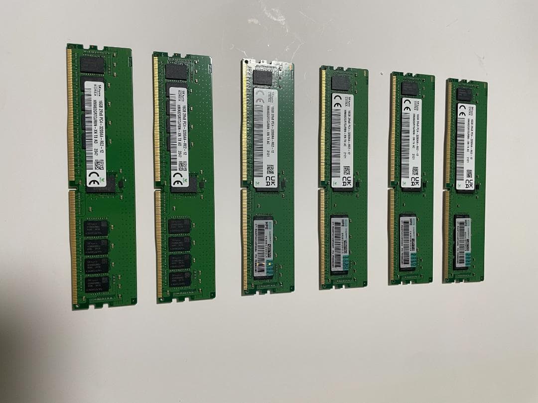 96GB Hynix 16GB ECC6枚 PC4-3200AA-RE2-12