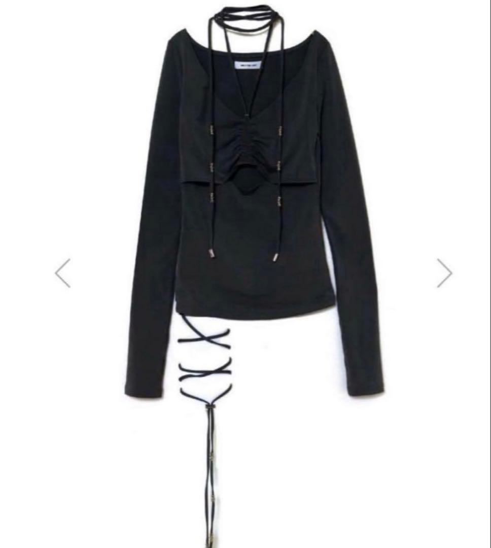 トップス melt the lady beads open tops black