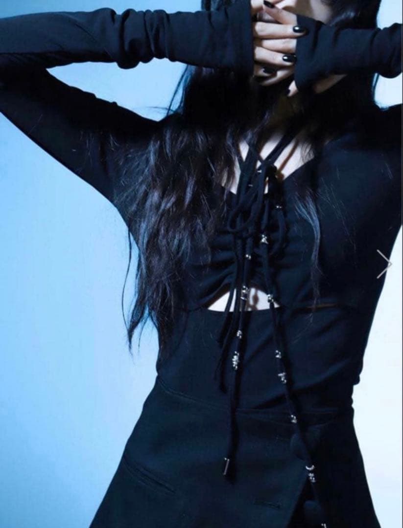 トップス melt the lady beads open tops black