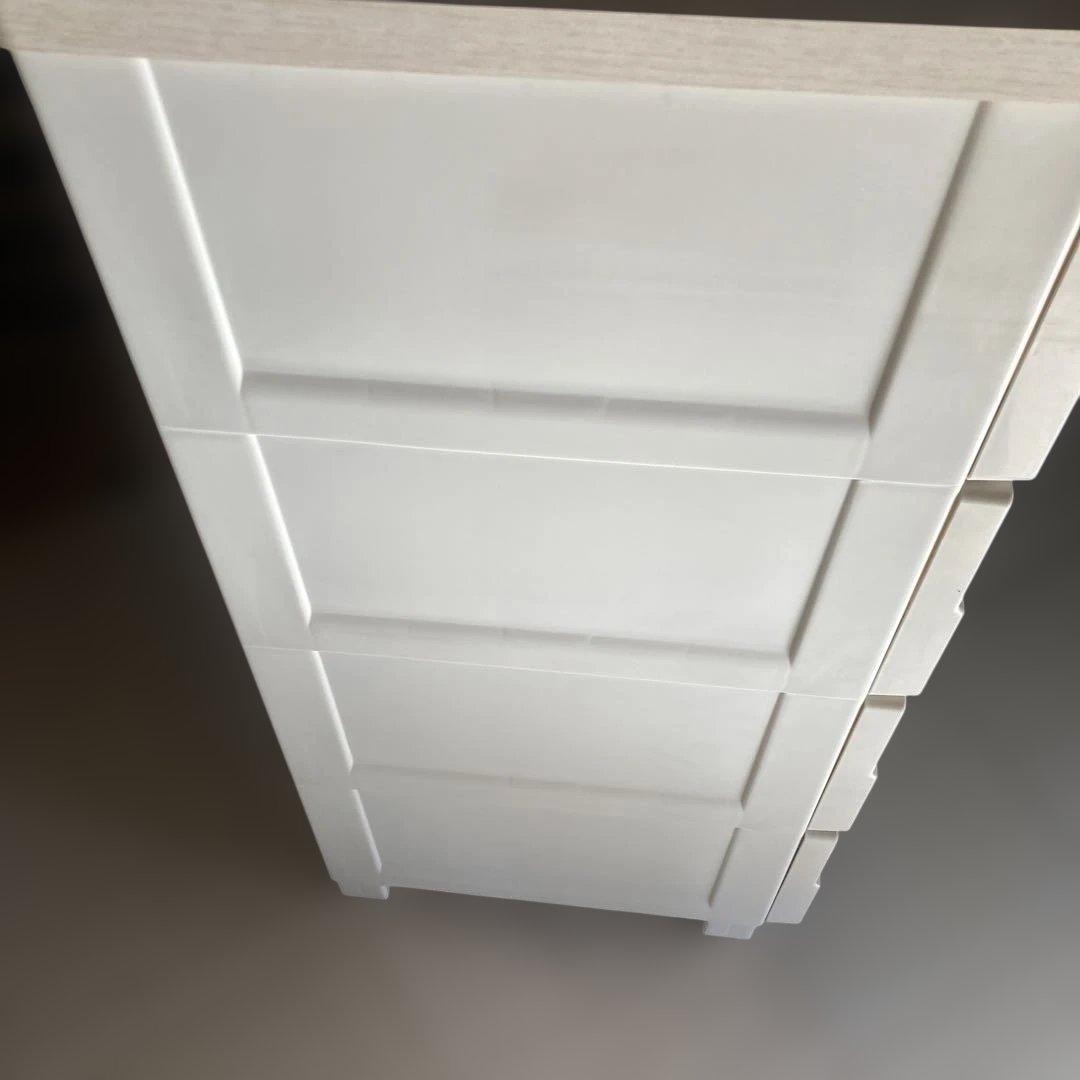 プラスチック 洋タンス 収納ケース 4段 木製天板 ホワイト