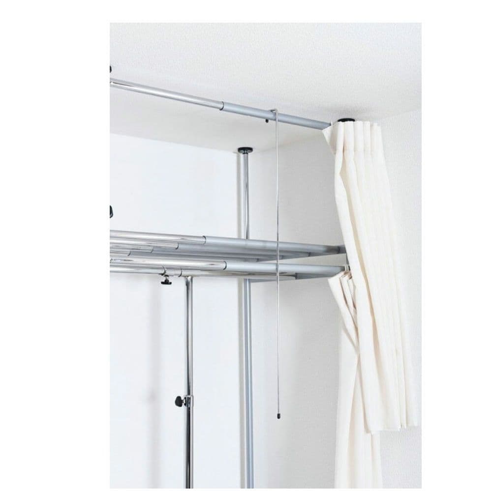 突っ張りハンガーラック フロントカーテン付き ハイタイプ/スリム