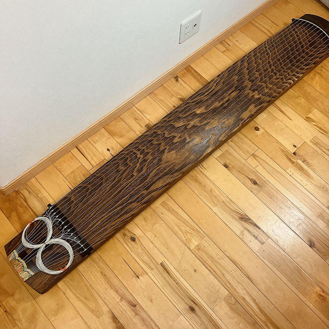 高級! お琴 綾杉彫り 蒔絵 13弦 約182cm 和楽器 弦楽器 木目　柏葉