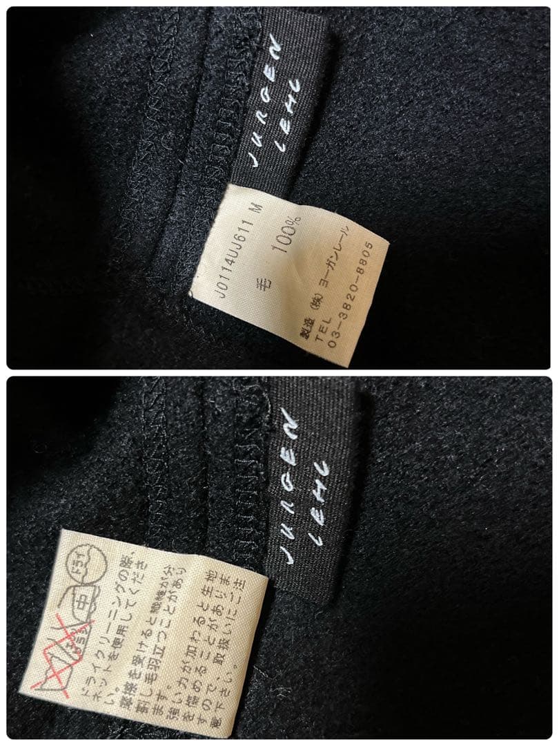 ヨーガンレール Jurgen Lehl ノーカラーオーバーコート 袖変形 黒