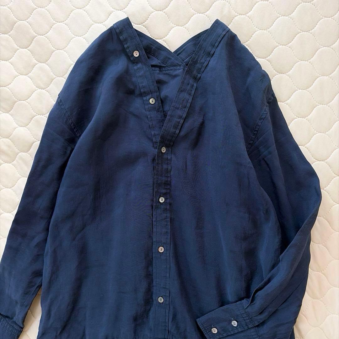 【24SS】BEARDSLEY✴︎カラーレスシャツワンピース　ネイビー　サイズ0