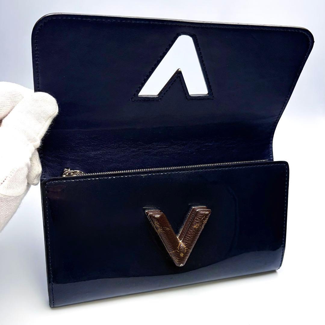 ルイヴィトン ポルトフォイユ ツイスト ヴェルニ ネイビー 正規品保証Z415