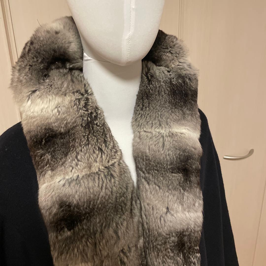 ブラックファー襟ロングコート