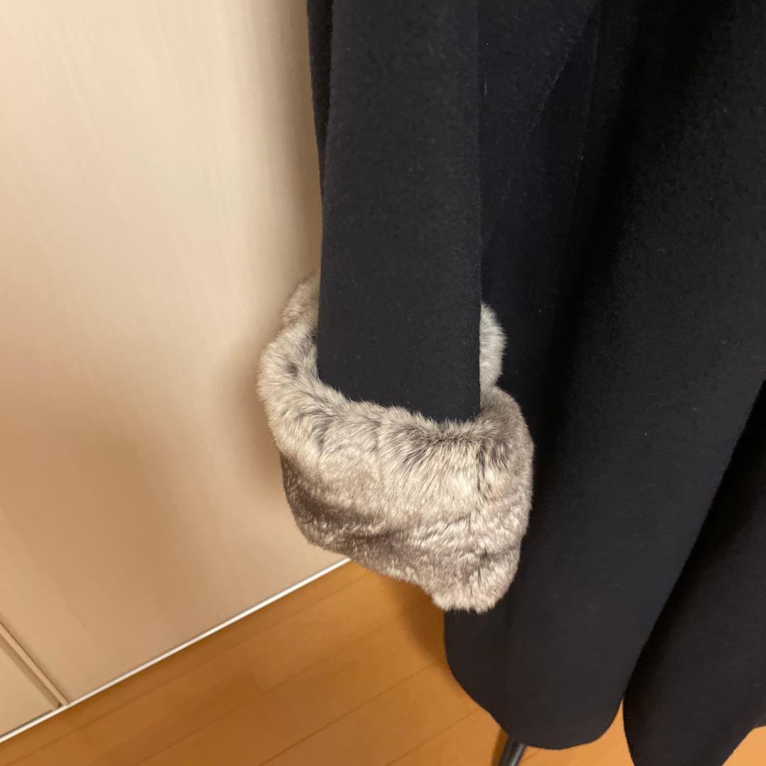 ブラックファー襟ロングコート