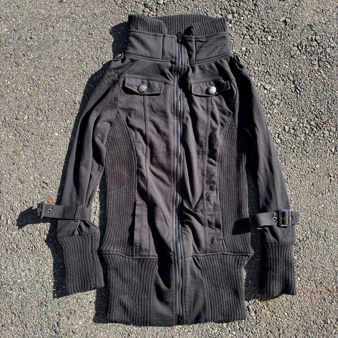 00s archive ギミック　ダブルジップニット　Y2K ダークウェア