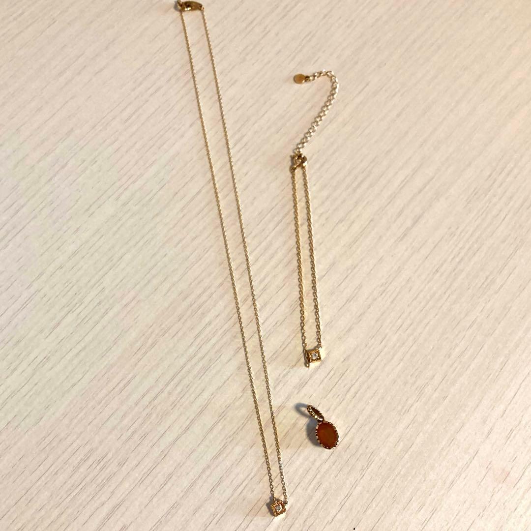 ete 10k ネックレス、ブレスレット、チャーム3点セット