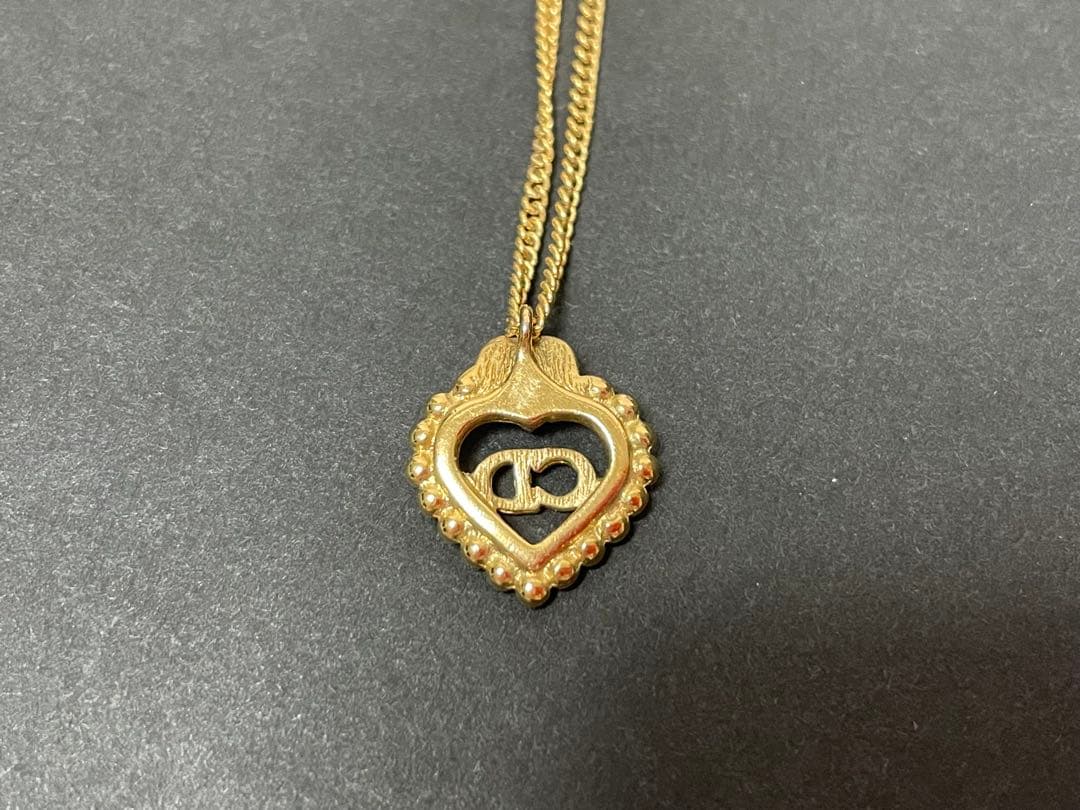 A88 クリスチャンディオール ネックレス CDロゴ ハート ゴールド