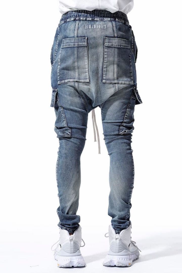 A.F ARTEFACT/デニムサルエルスキニーロングパンツ/size2/ブルー