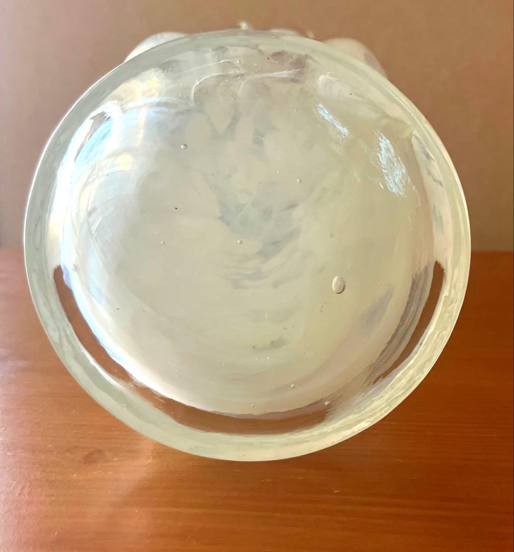 IWATA GLASS 昭和レトロ　花瓶　岩田ガラス　岩田硝子　台座付き　花型