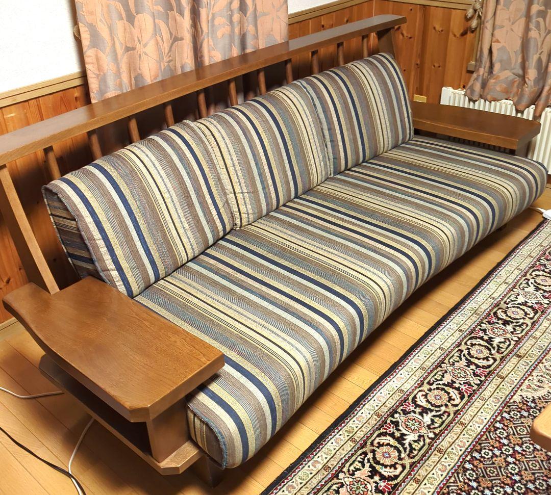 【8月末まで】天然木製フレームソファ 3人がけ