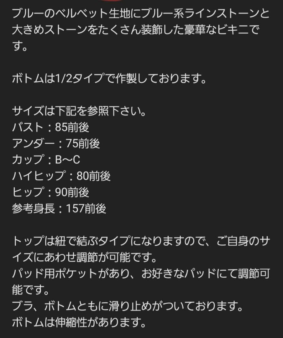 ビーズ装飾 青系 セパレートビキニ