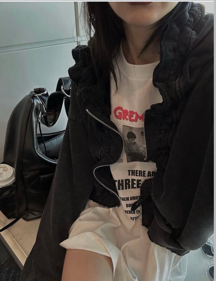 AMERI OYSTER SILHOUETTE HOODIEチャコールブラックF