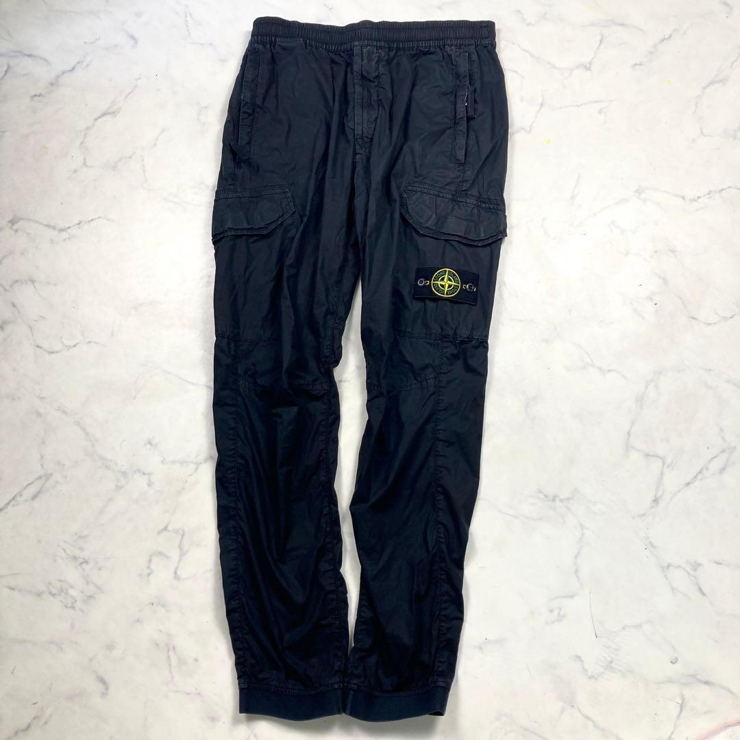 ストーンアイランド コットンポプリン シャーリング テーパード カーゴパンツ