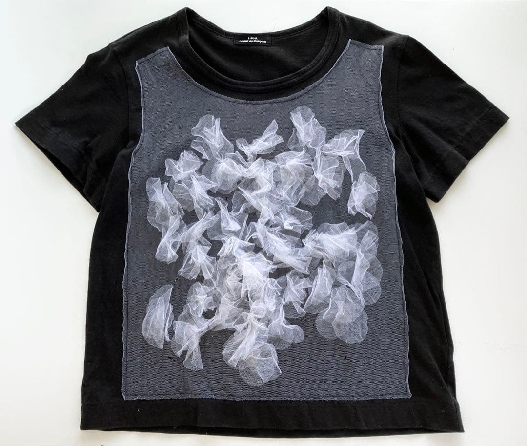 @*様 最終値下げ　トリココムデギャルソン フロントチュール黒半袖Tシャツ 渡辺