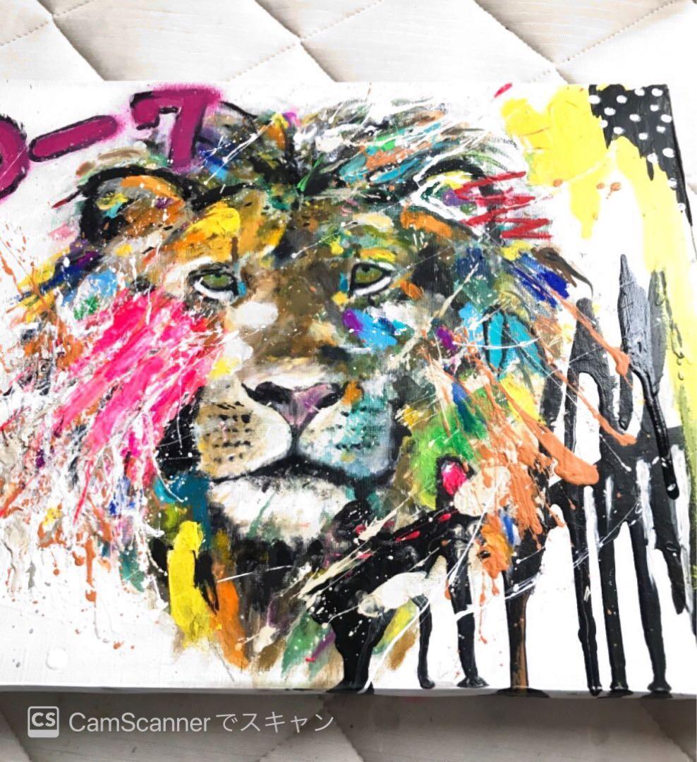 Grab the flag2 ライオン　キャンバスF6号　BAEZ3