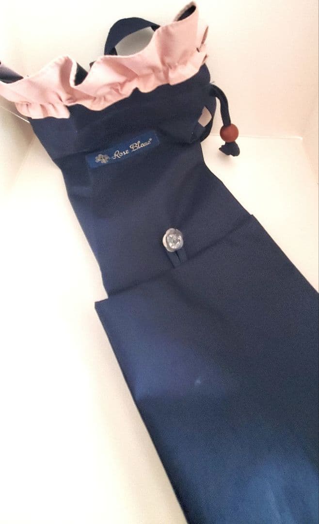 【ぴよちゃん】芦屋ロサブランネイビー×ピンク折りたたみ 2段シングルフリル