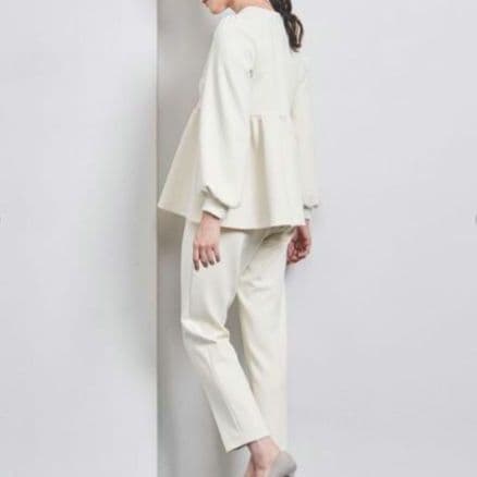 UNITED ARROWS SPONGY パールモチーフペプラムブラウス　38