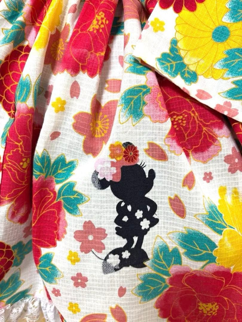 【創作】オリジナル浴衣 ミニ丈 ドレス浴衣ディズニー柄　兵児帯セット