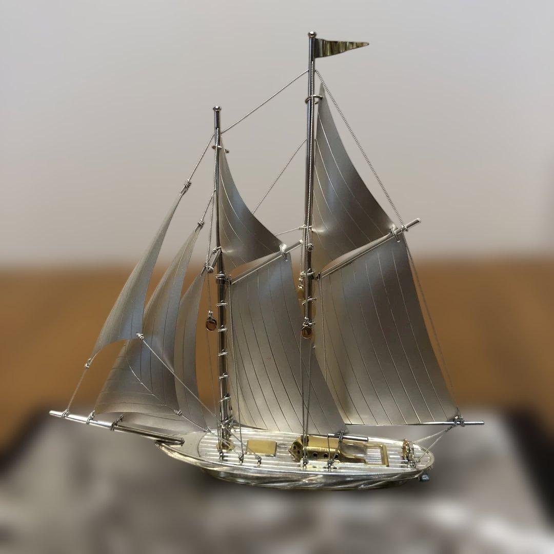 銀製　帆船ヨットの置物　武比古