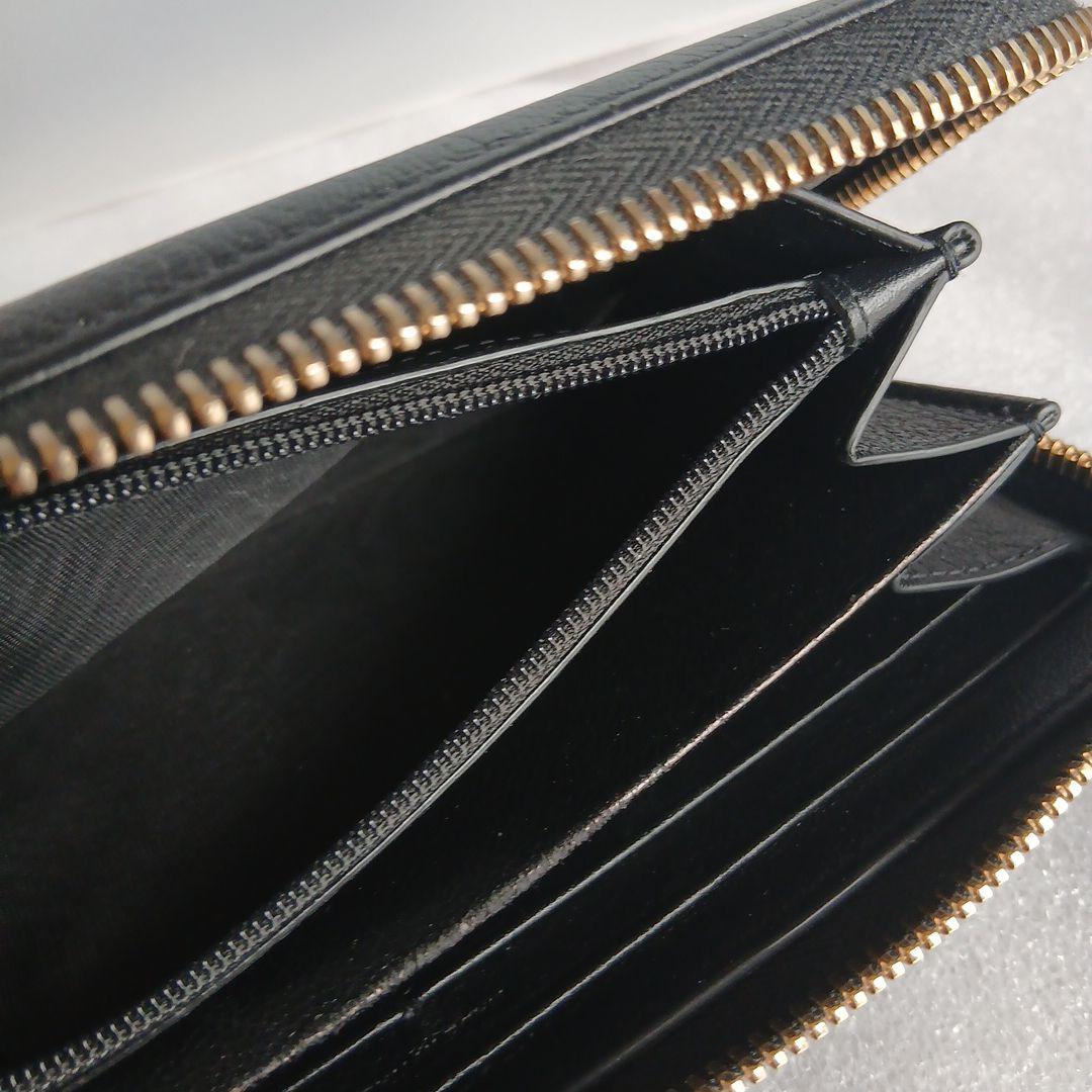 イヴ・サンローランYSL 黒 レザー 長財布 ゴールドジッパー