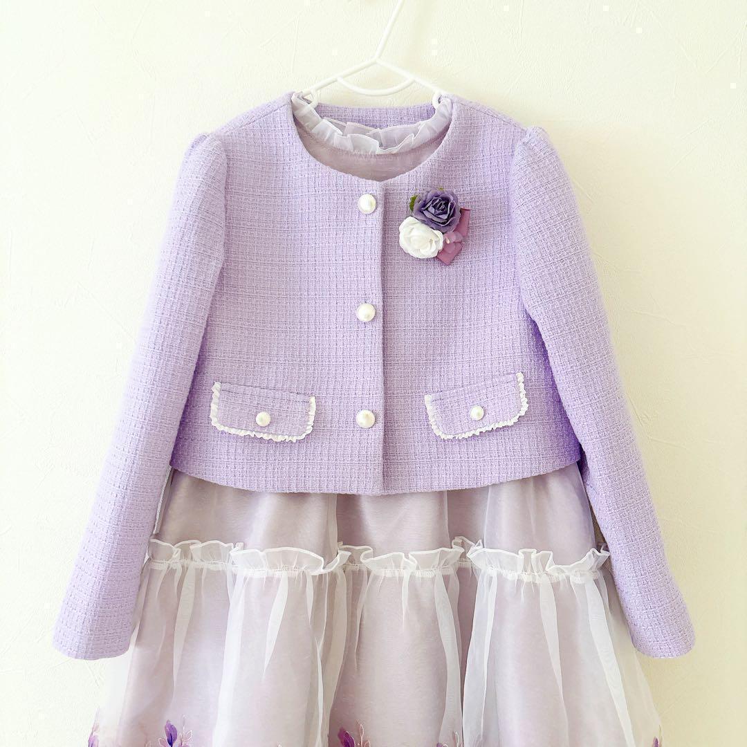 CHOPIN ボリュームオーガンジーアンサンブル 花柄 パープル 紫 120cm