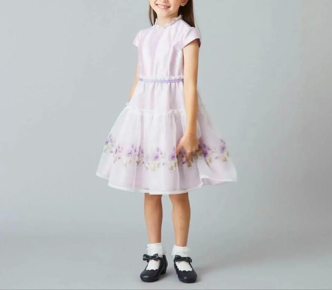 CHOPIN ボリュームオーガンジーアンサンブル 花柄 パープル 紫 120cm