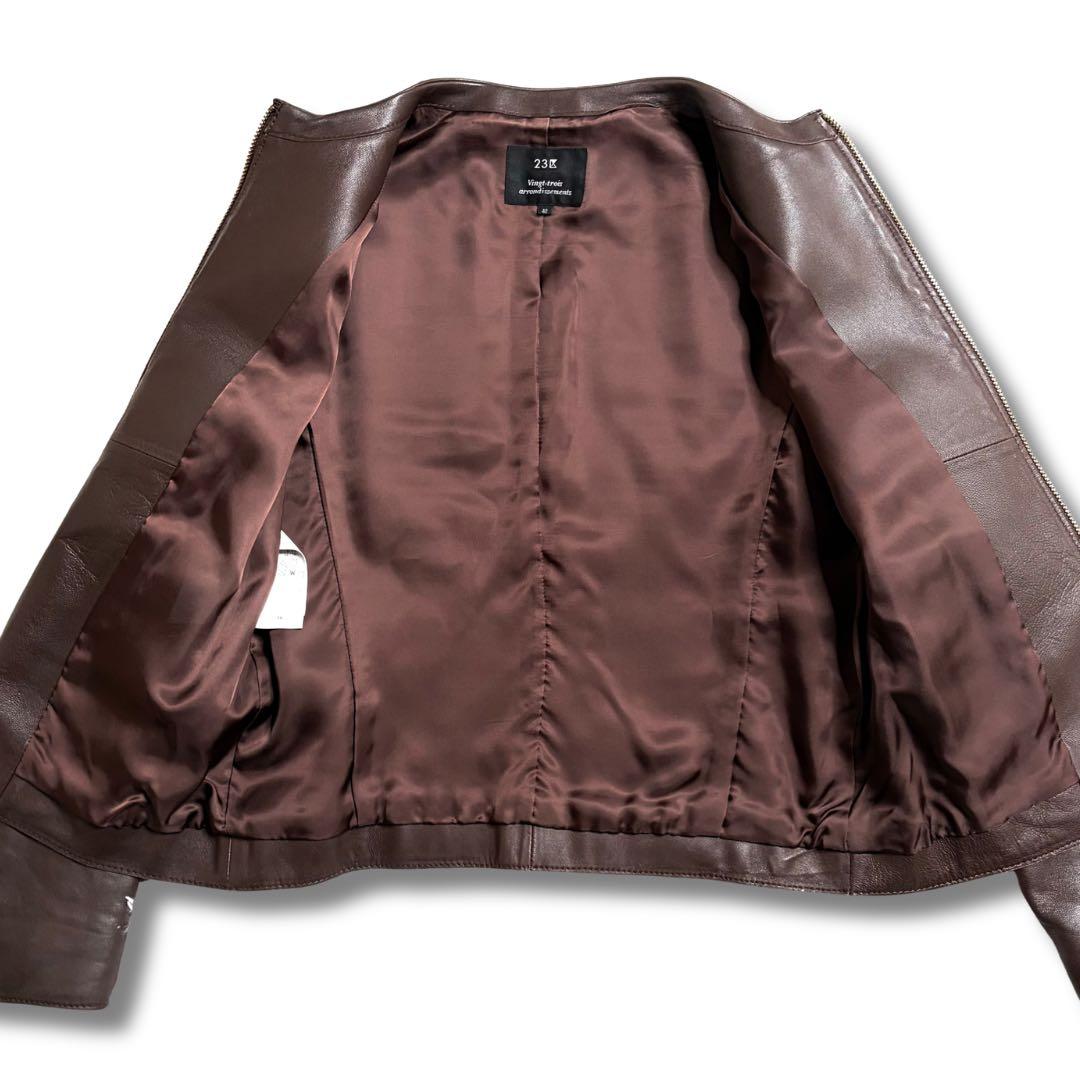極美品✨23区 シングルライダース ジャケット ラムレザー 羊革 本革 40