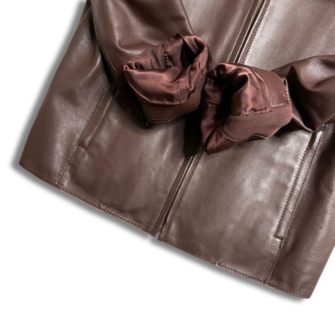 極美品✨23区 シングルライダース ジャケット ラムレザー 羊革 本革 40