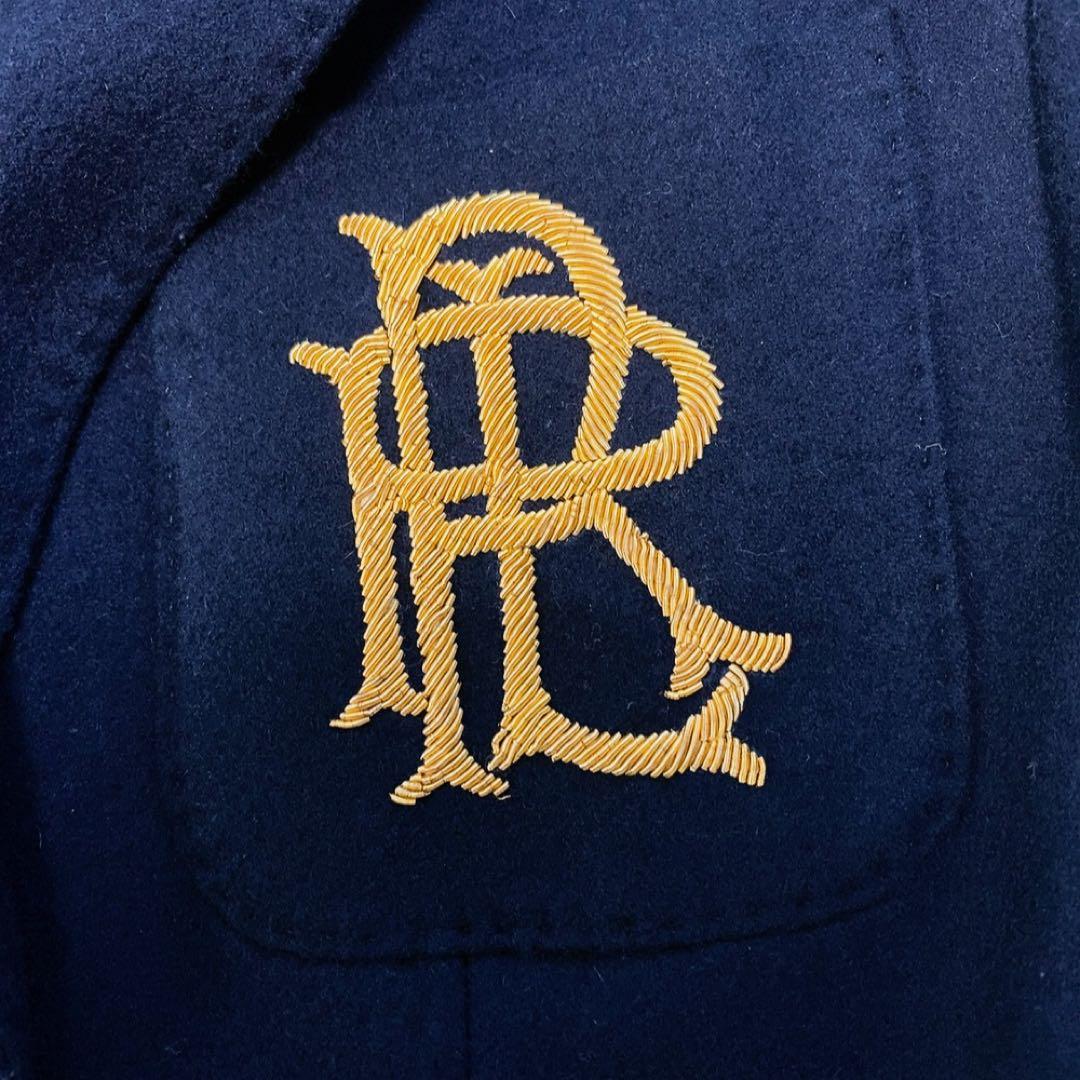 【美品】ラルフローレン 紺ブレ 金ボタン テーラードジャケット ロゴ エンブレム