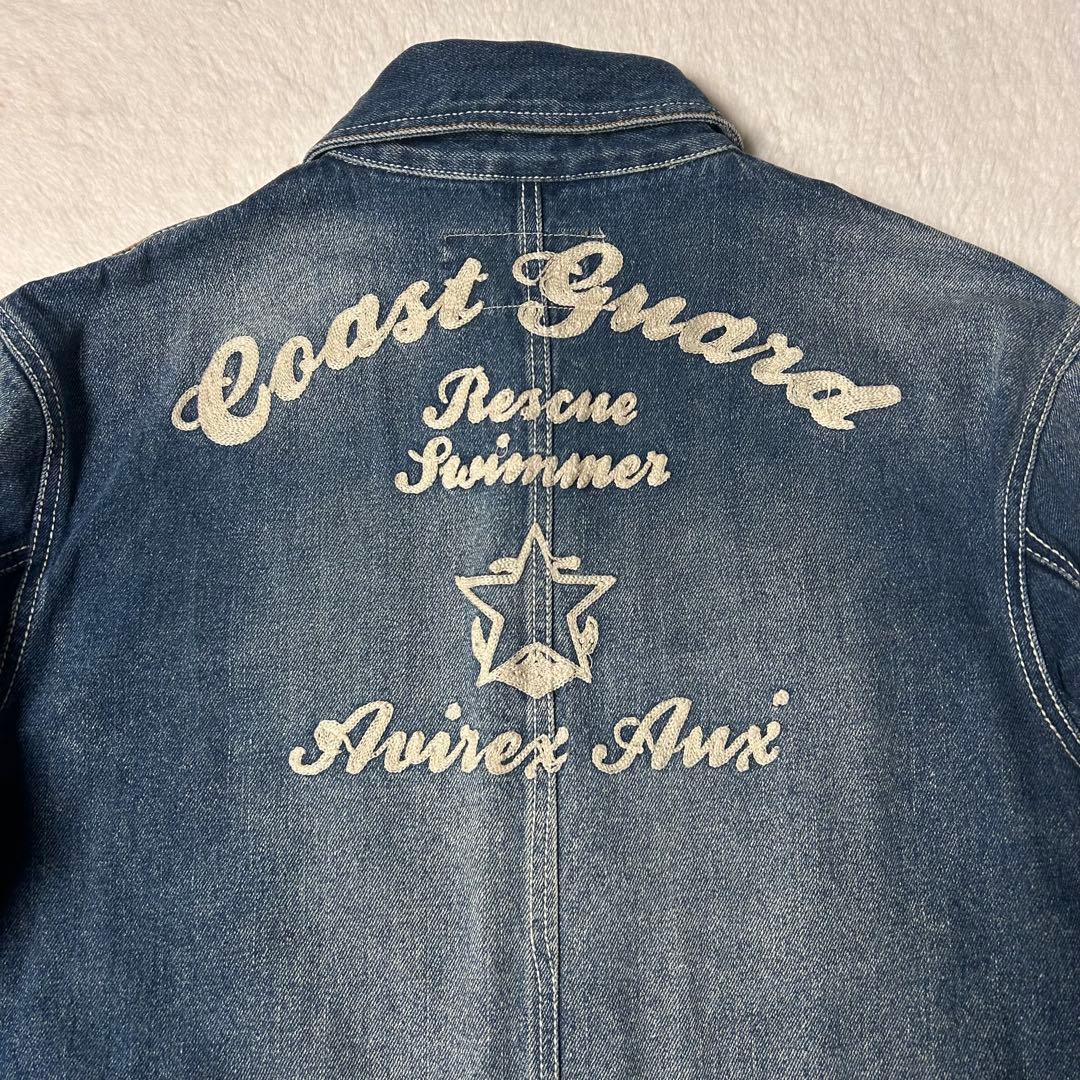 アヴィレックス AVIREX デニム オールインワン ツナギ チェーン刺繍