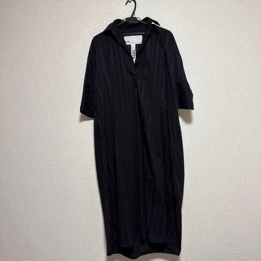 TICCA ティッカ　ロング シャツ ワンピース　ブラック