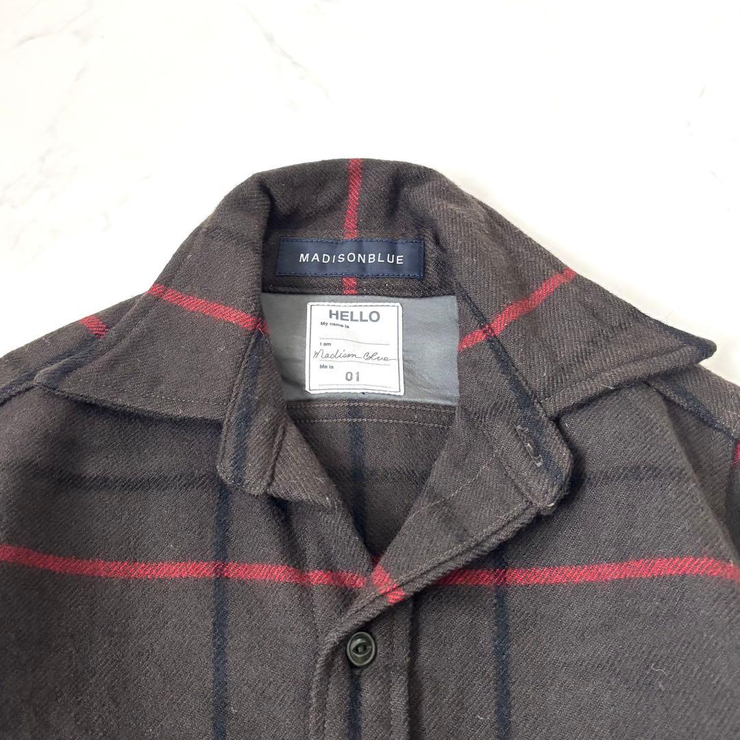 【美品】マディソンブルー ハンプトン チェック シャツジャケット 裏地シルク S