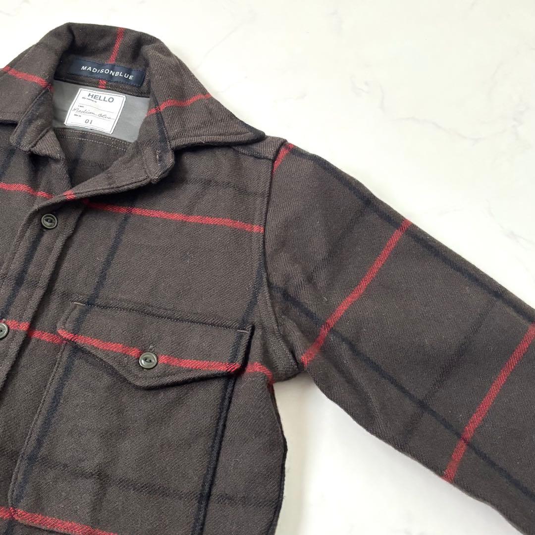 【美品】マディソンブルー ハンプトン チェック シャツジャケット 裏地シルク S