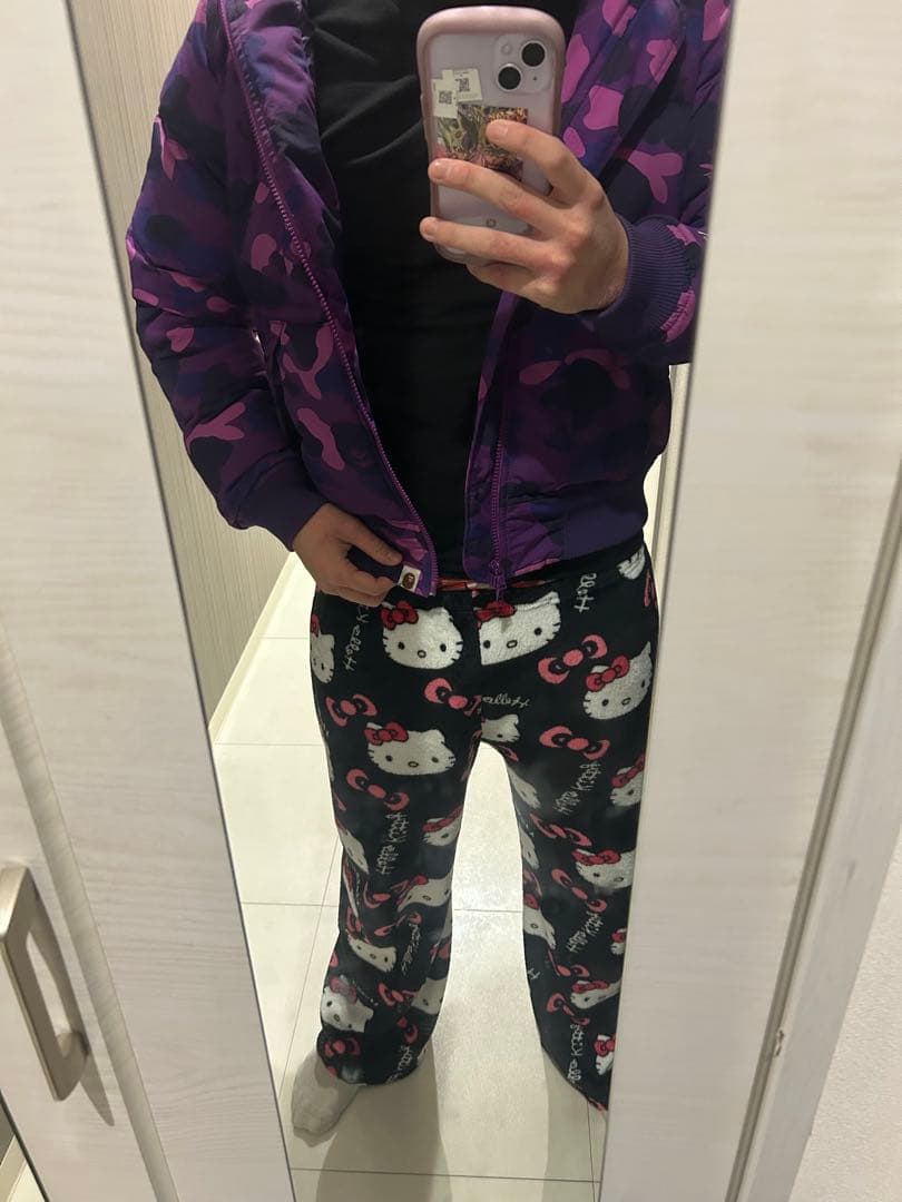 激レア　bape full zip ダウンジャケット紫s