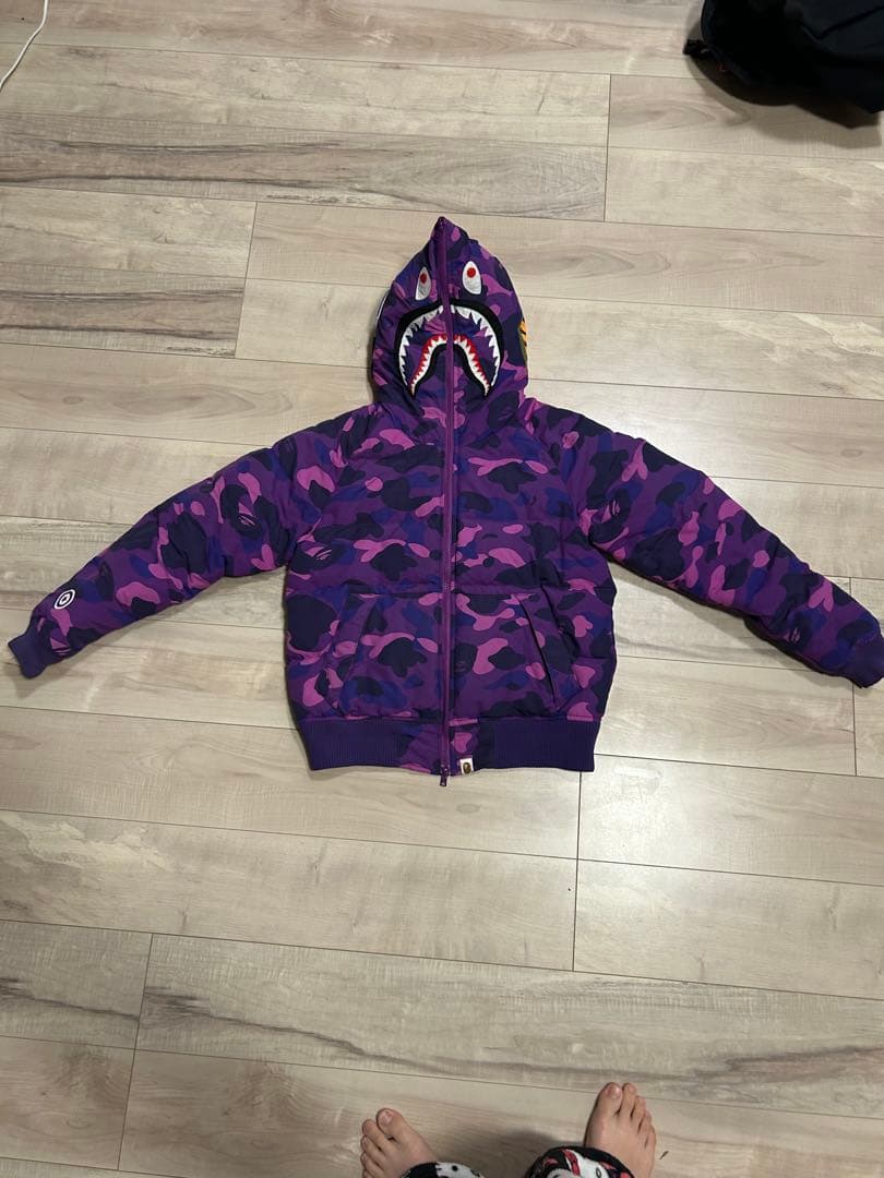 激レア　bape full zip ダウンジャケット紫s