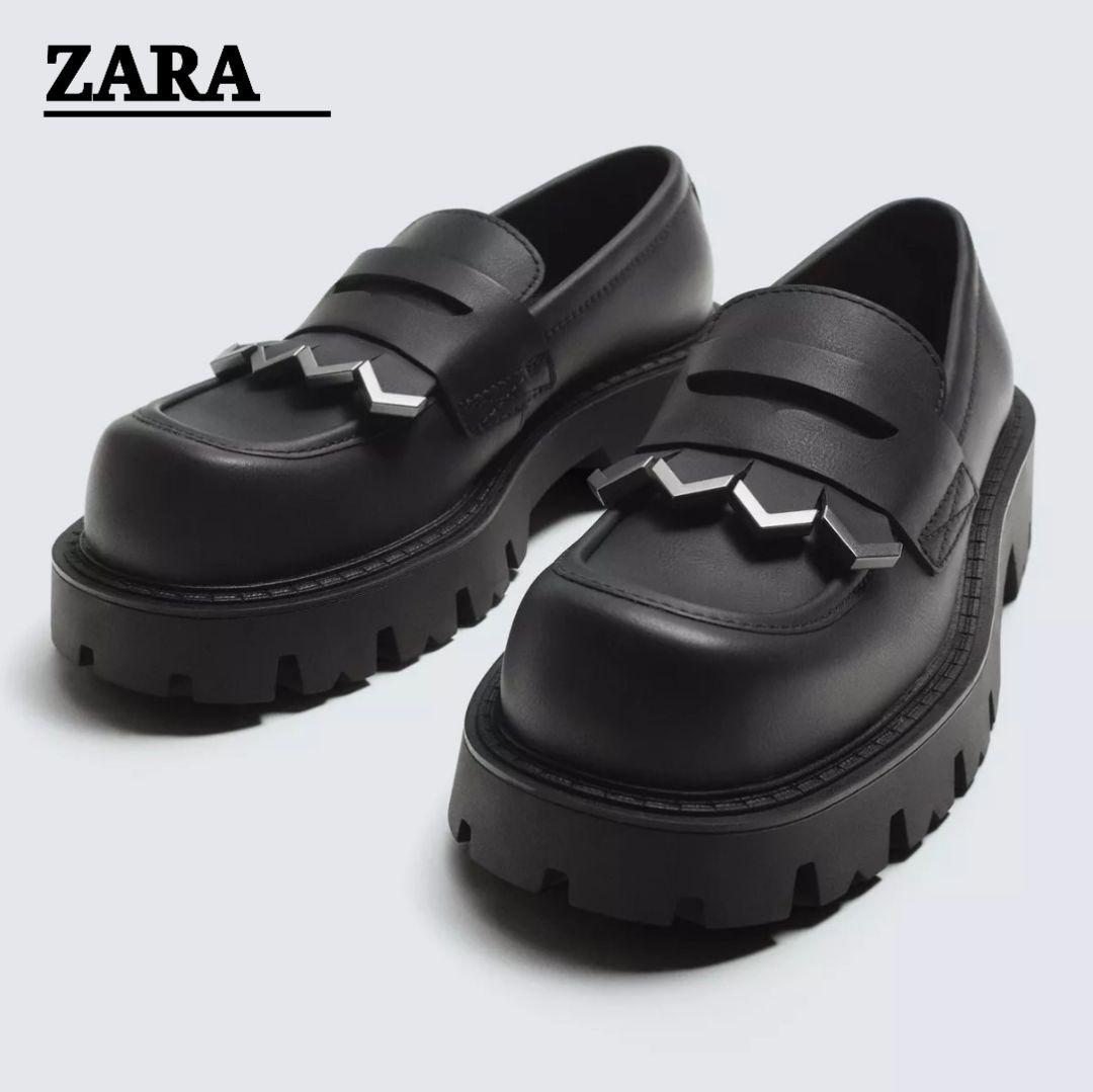 ZARA ザラ ボリュームフリンジローファー チャンキーソール 厚底 27cm