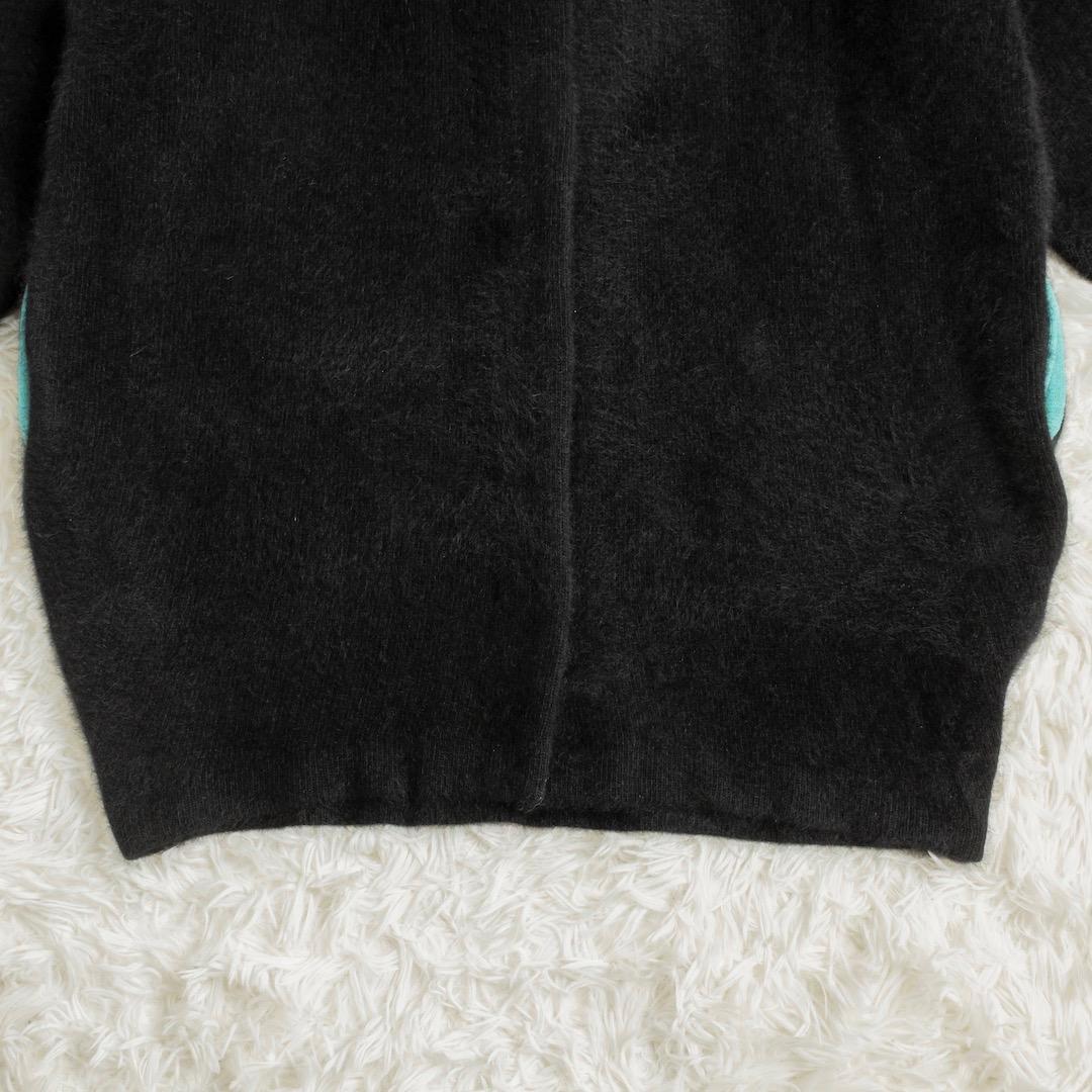 未使用 ELENDEEK ラクーンミックスダブルカーディガン ブラック ブルー