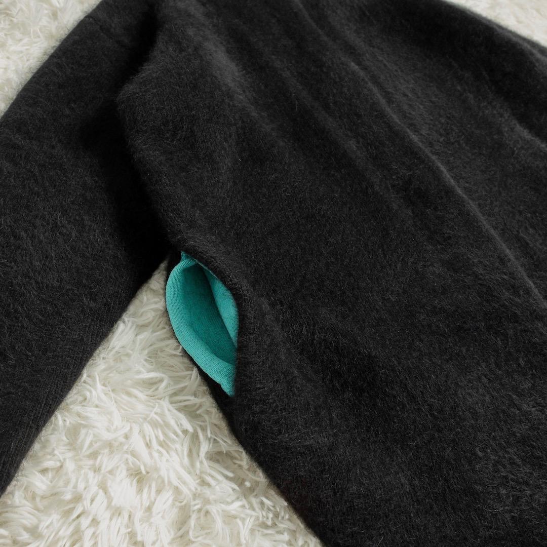 未使用 ELENDEEK ラクーンミックスダブルカーディガン ブラック ブルー