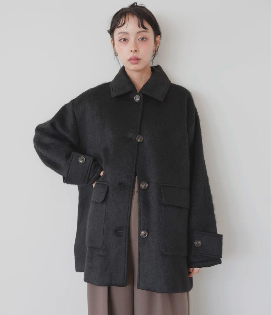 LIAN ステンカラーシャギージャケットコート