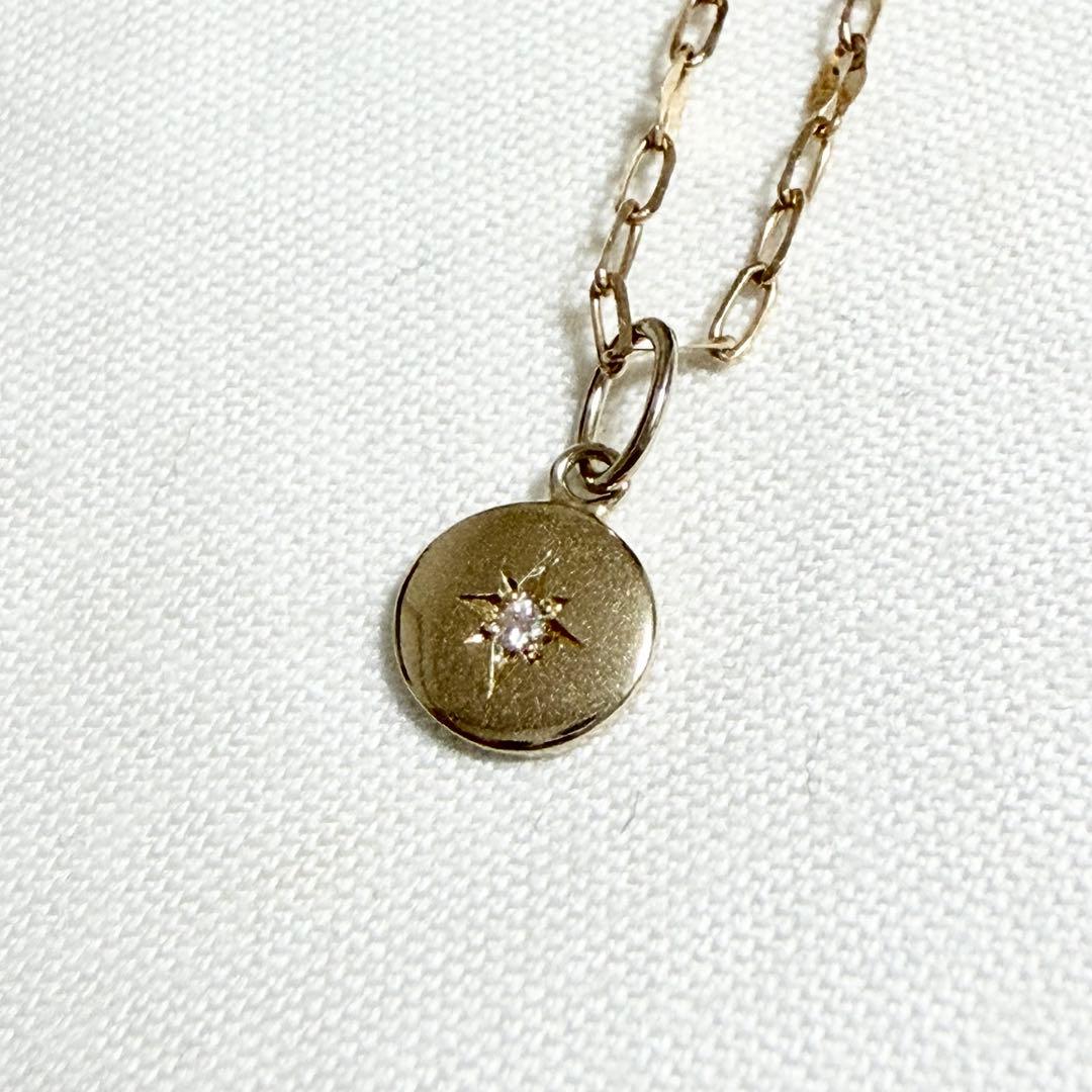 K10 10金　YG ダイヤモンド　　ネックレス　チャーム　ペンダント