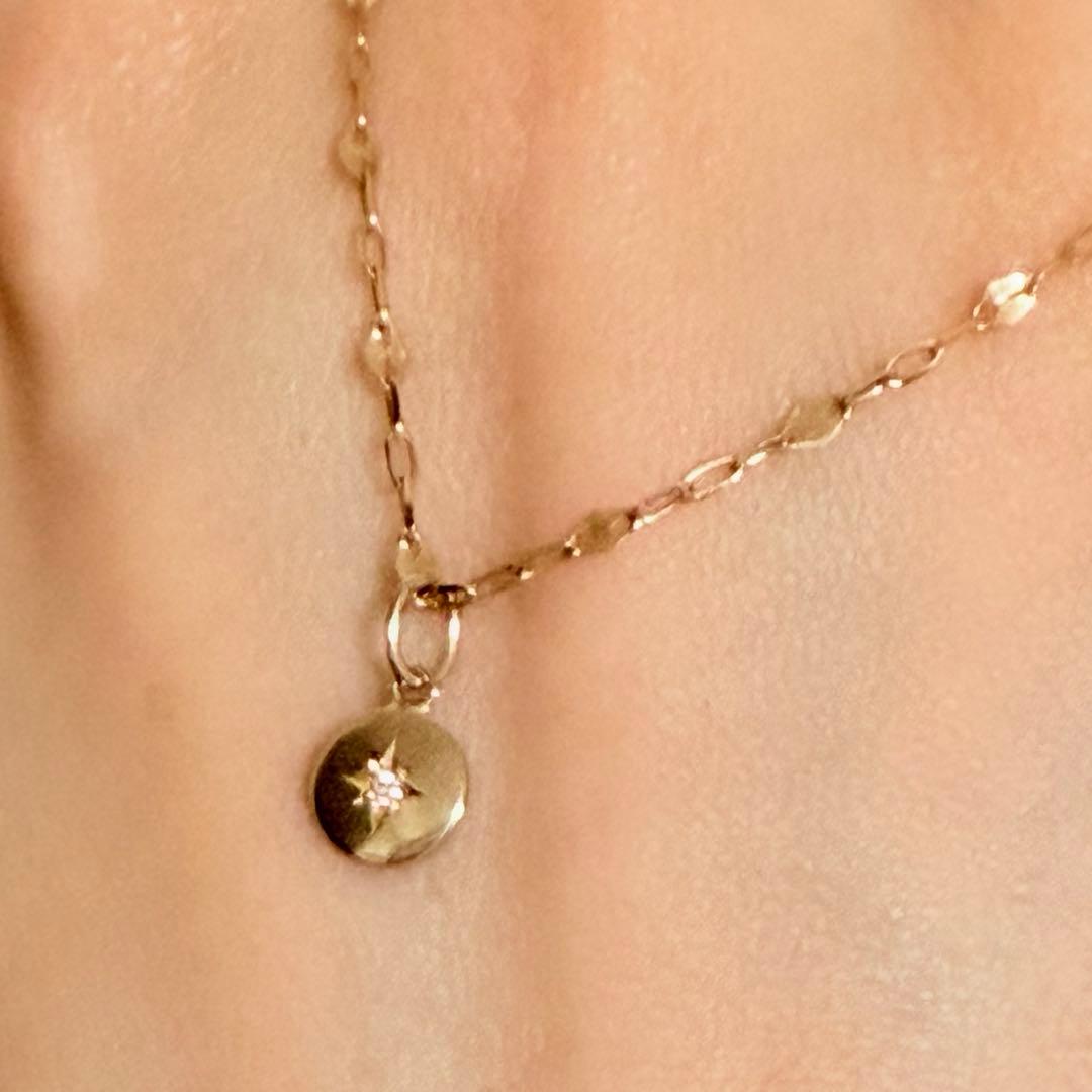 K10 10金　YG ダイヤモンド　　ネックレス　チャーム　ペンダント