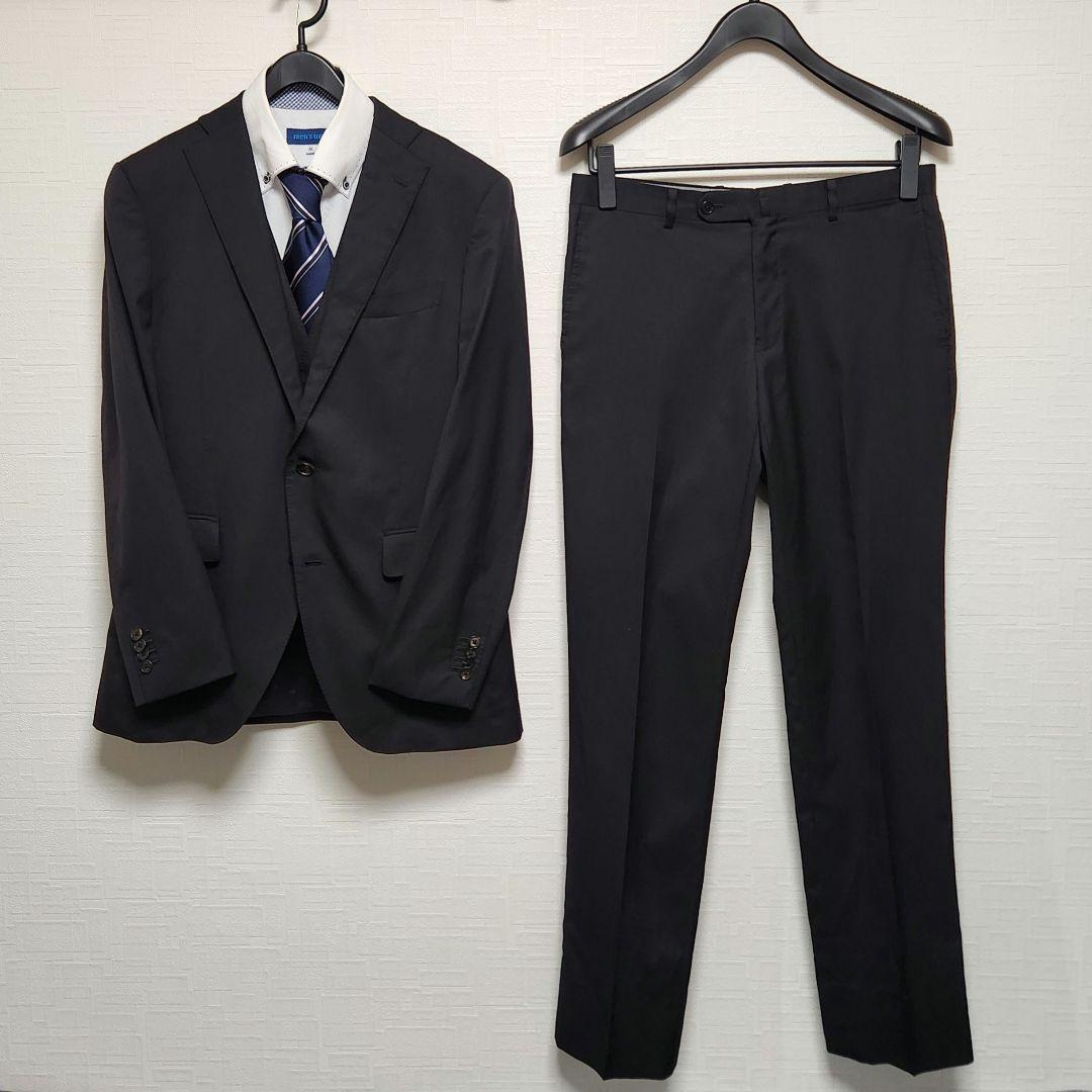 スーツカンパニー　メンズ　スーツ　スリーピース　ブラック　4シーズン　ストレッチ